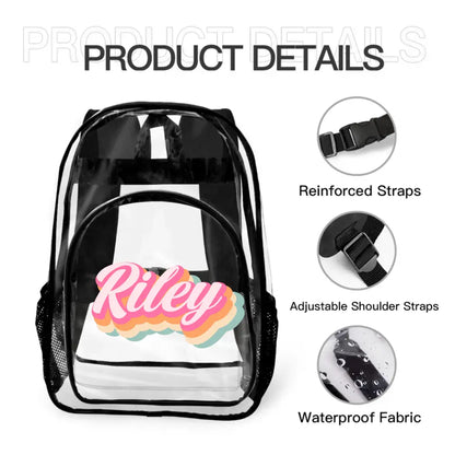 Multi-Color Name Customized Children'S Transparent Backpack - Children'S School Season Gifts