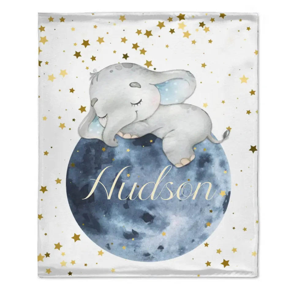 Free Shipping✈️ Sleeping Elephant Name Customized Kids Blanket Gift for Boys and Girls