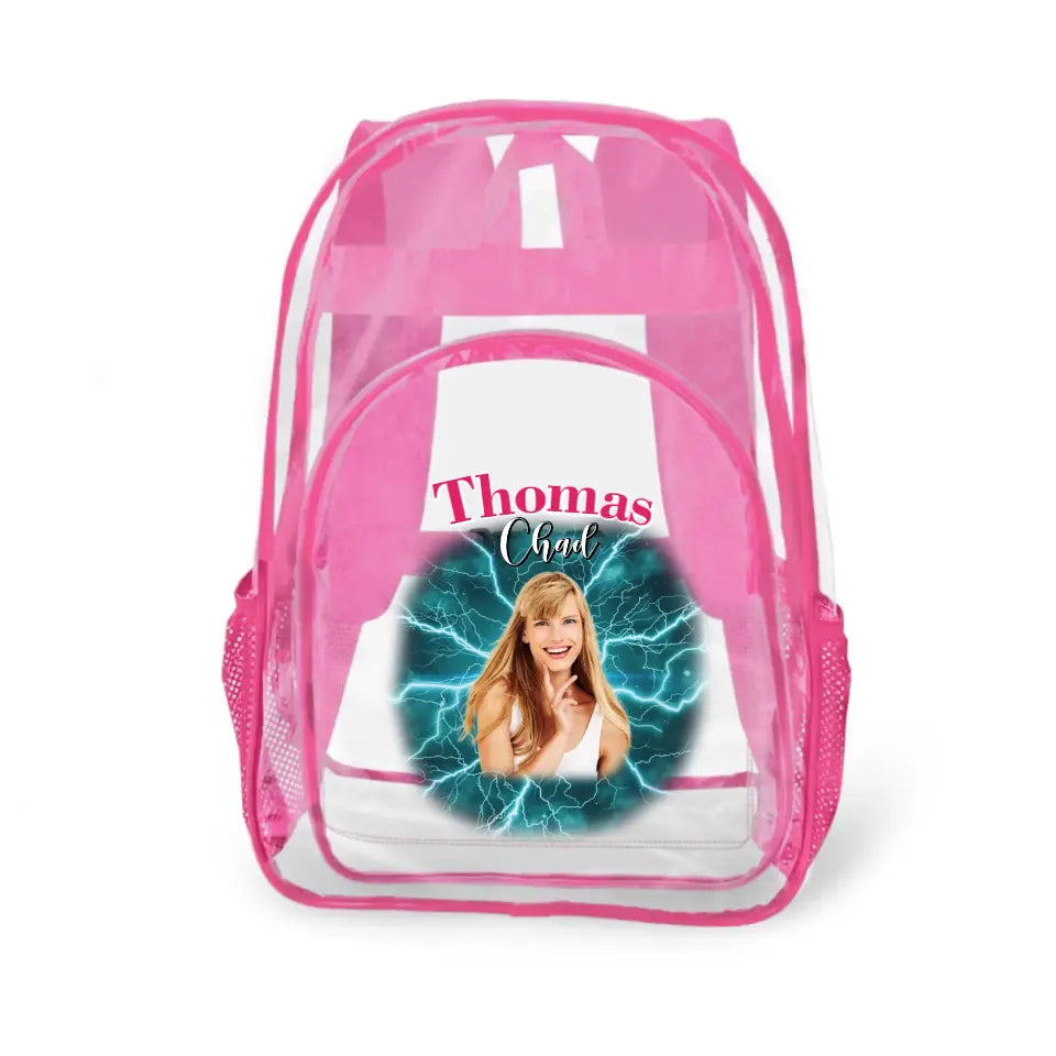 Personalized Name Customization Multi-Photo Custom Clear Backpack - School Season Gifts