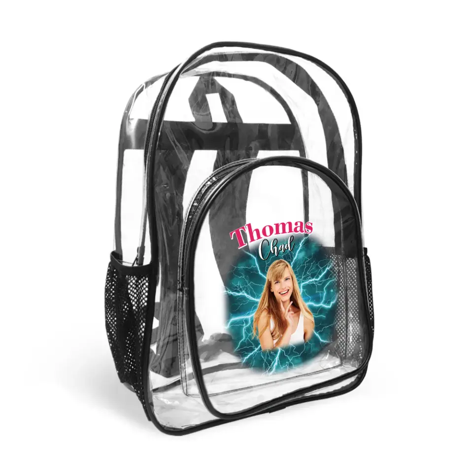 Personalized Name Customization Multi-Photo Custom Clear Backpack - School Season Gifts