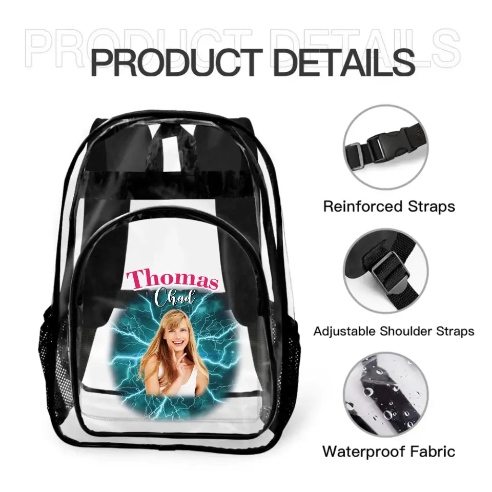 Custom Initial Backpack Personalized Name Customization Multi-Photo Custom Clear Backpack - Sc ...