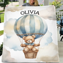 Personalized Pilot Teddy Bear Name Custom Blanket, Baby Shower Favors, New Baby Gifts