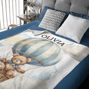 Personalized Pilot Teddy Bear Name Custom Blanket, Baby Shower Favors, New Baby Gifts