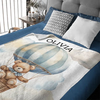 Personalized Pilot Teddy Bear Name Custom Blanket, Baby Shower Favors, New Baby Gifts