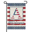 Family Last Name Initial Garden Flag - 4th of July Patrioctics, Double Sided