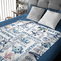 Customized Marine Animal Names Custom Blankets, Sea Turtle Swaddles, New Baby Gifts, Newborn Gifts