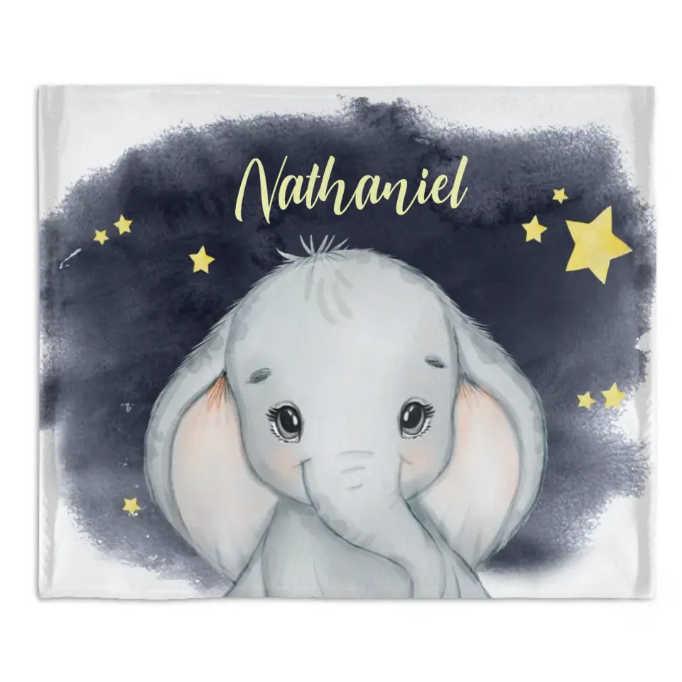 Free shipping✈️Personalized Animal Elephant Starry Night Sky Name Baby Blanket Gift