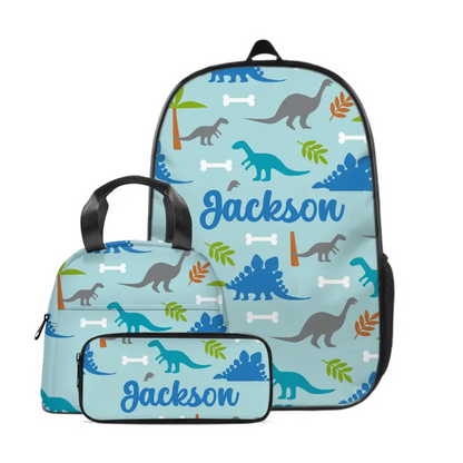 Personalized Watercolor Dinosaur Silhouette Name Backpack School Season Gift for Kids