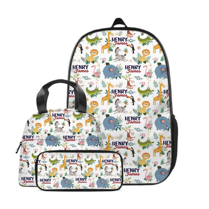 Personalized Smiling Animal Name Backpack - School Season Gift