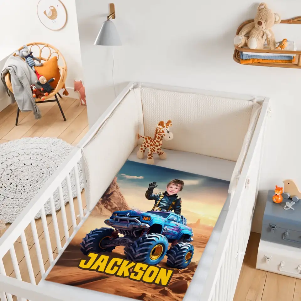 Monster Trucks Cars Motorcycles Collection - Customized Kids Name Blanket