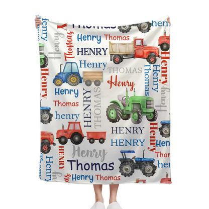 Monster Trucks Cars Motorcycles Collection - Customized Kids Name Blanket