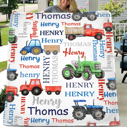 Monster Trucks Cars Motorcycles Collection - Customized Kids Name Blanket