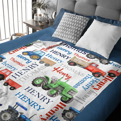 Monster Trucks Cars Motorcycles Collection - Customized Kids Name Blanket