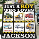 Monster Trucks Cars Motorcycles Collection - Customized Kids Name Blanket