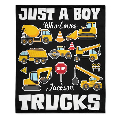 Construction Vehicle Truck Collection - Customized Children's Name Blanket