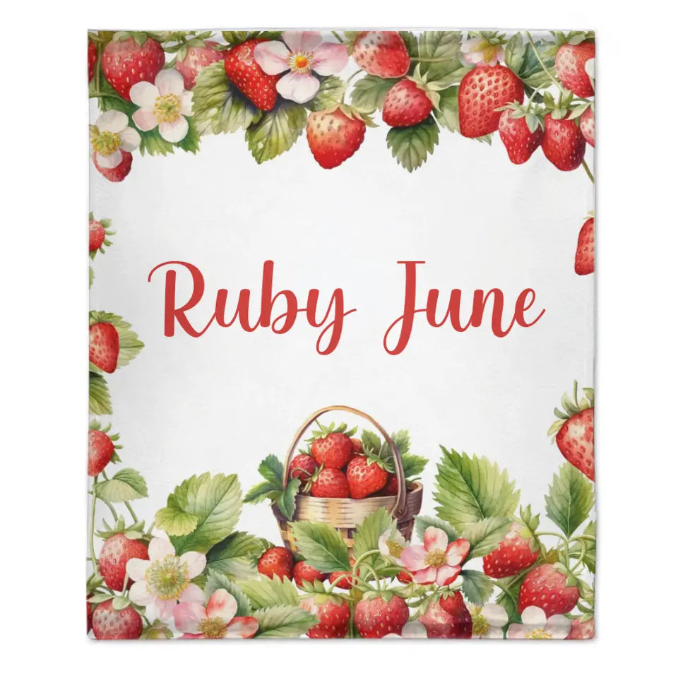 Strawberry Name Customized Blanket Gift for Girls