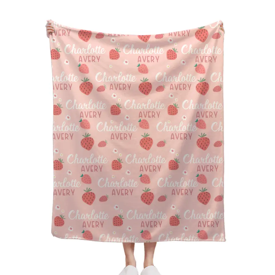 Strawberry Name Customized Blanket Gift for Girls