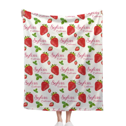 Strawberry Name Customized Blanket Gift for Girls