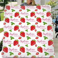 Strawberry Name Customized Blanket Gift for Girls