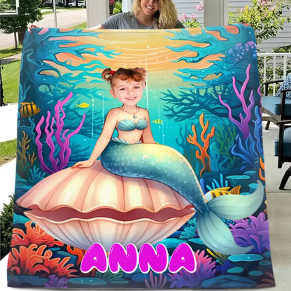 Name Customized Blanket Mermaid Princess Blanket Gifts for Girls