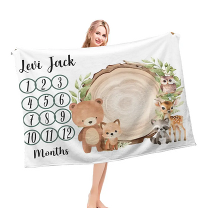 Personalized Blankets Customized Baby Blankets with Baby's Birth Month and Name