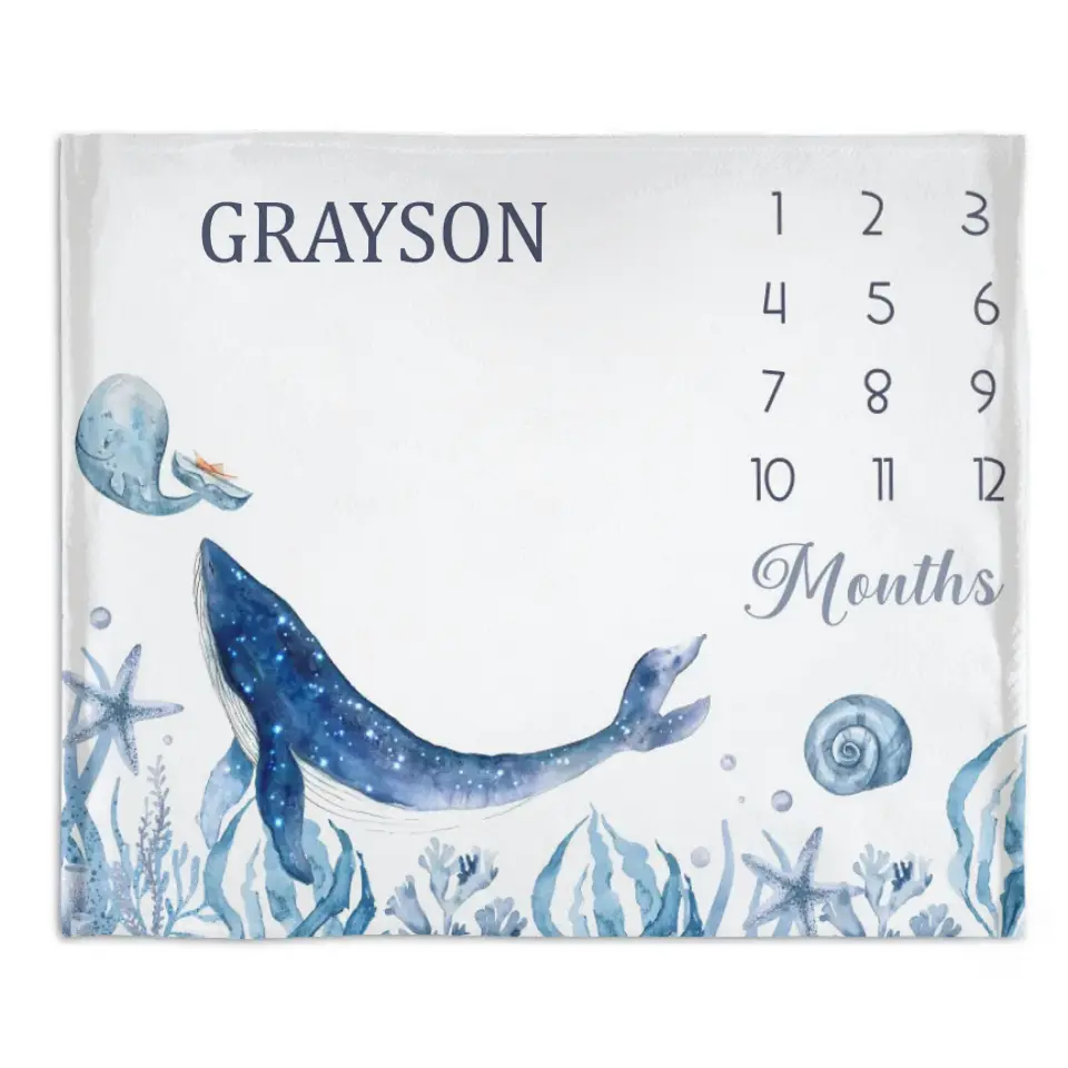 Personalized Blankets Customized Baby Blankets with Baby's Birth Month and Name