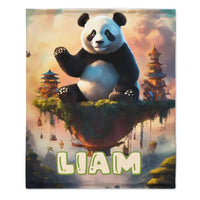 Personalized Cute Panda Custom Name Blanket, Birthday Gifts for Kids, Babies and Toddlers