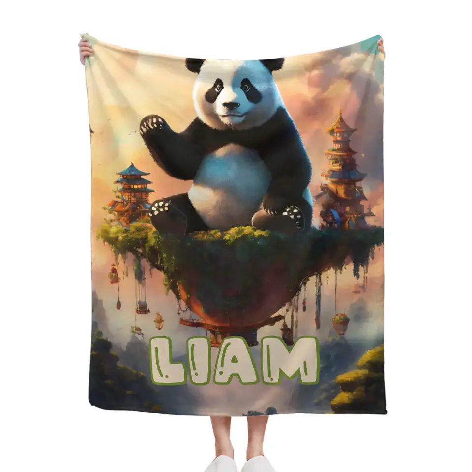 Free Shipping✈️Personalized Cute Panda Custom Name Blanket, Birthday Gifts for Kids, Babies and Toddlers