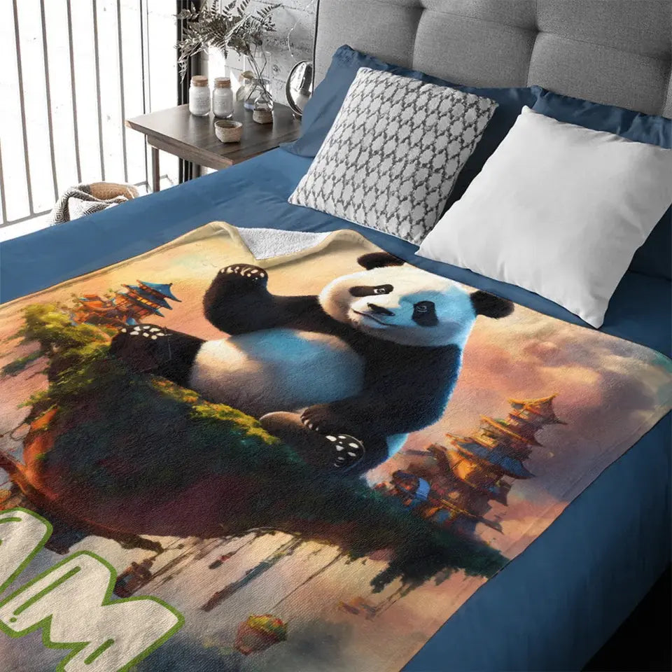 Free Shipping✈️Personalized Cute Panda Custom Name Blanket, Birthday Gifts for Kids, Babies and Toddlers