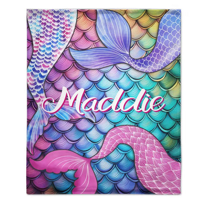 Free Shipping✈️Mermaid Themed Customized Name Blanket Birthday Gift for Toddler