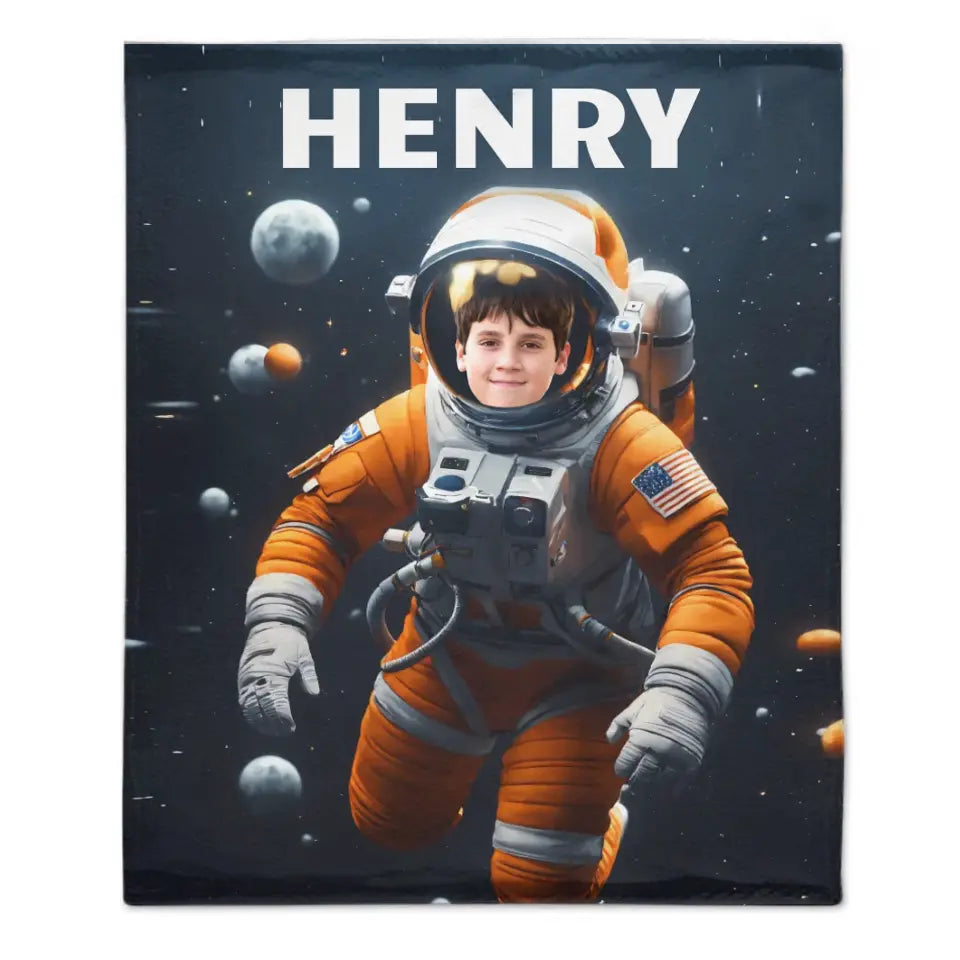 Free Shipping✈️Personalized Astronaut Blanket With Photo, A Planet-Themed Gift For Outer Space Enthusiasts!