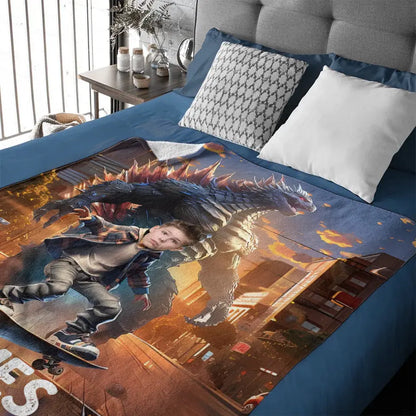 Free Shipping✈️Custom Blanket for Kids, Mutant Monsters Home Decor, King of the Monsters Boys Name Blanket