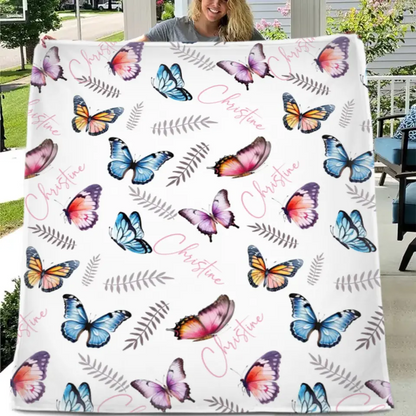 Free Shipping✈️Butterflies Baby Blanket, Personalized Name Blanket Gift