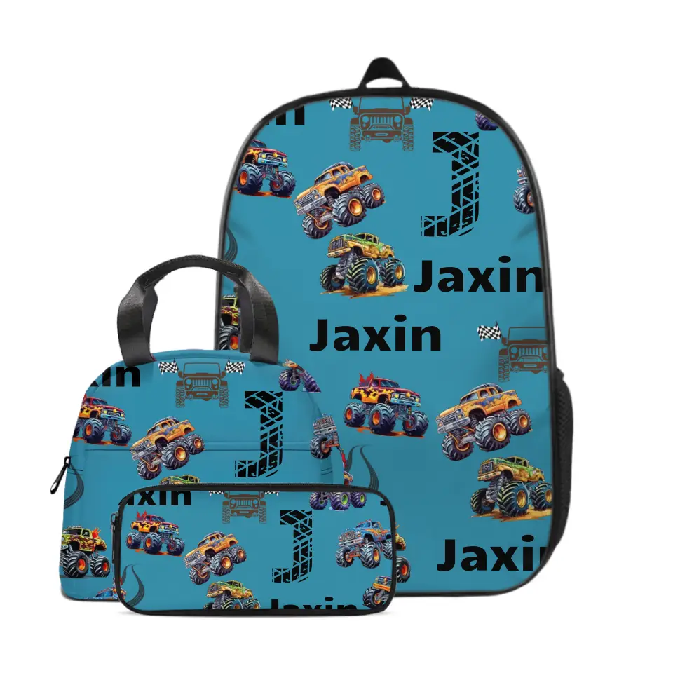 Personalized Monster Truck Kids Name Backpack School Season Gift