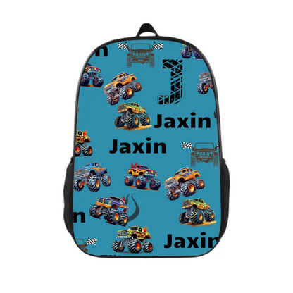 Personalized Monster Truck Kids Name Backpack School Season Gift