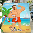 Muscle Body Face Custom Blanket, Mr. Bodybuilder Personalized Blanket