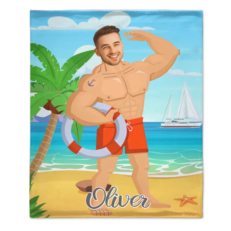 Free Shipping✈️Muscle Body Face Custom Blanket, Mr. Bodybuilder Personalized Blanket