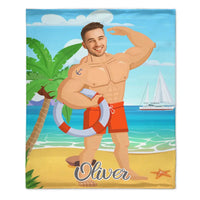 Muscle Body Face Custom Blanket, Mr. Bodybuilder Personalized Blanket