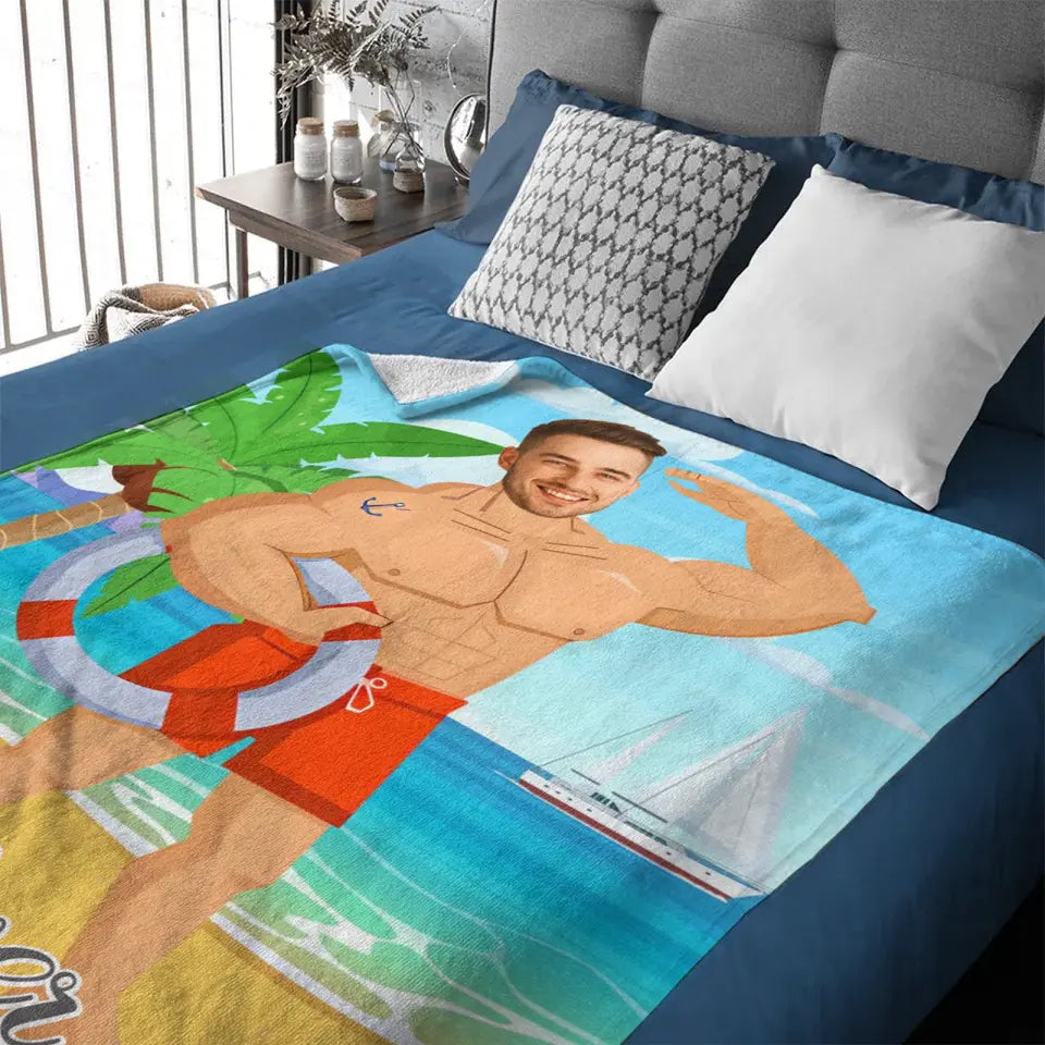 Muscle Body Face Custom Blanket, Mr. Bodybuilder Personalized Blanket