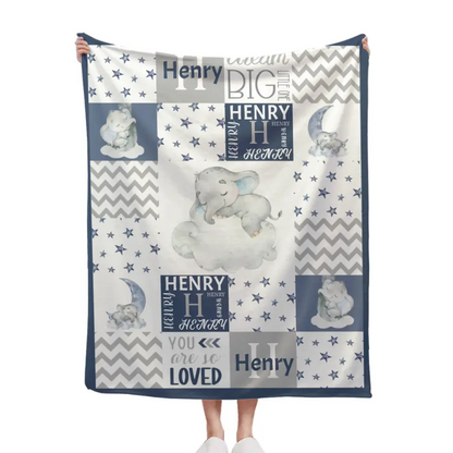 Free Shipping✈️Sleeping Elephant Star Name Customized Baby Blanket