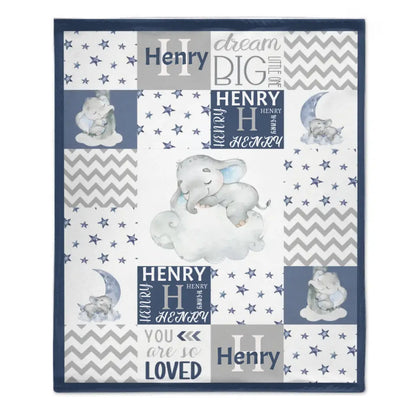 Free Shipping✈️Sleeping Elephant Star Name Customized Baby Blanket