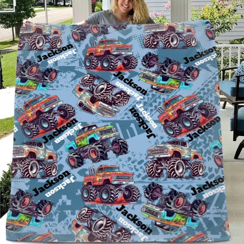 Free Shipping✈️Customized Baby Blanket with Old Truck Name