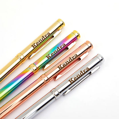 Gradient Rainbow Metal Ballpoint Pen, Custom Name, Refillable Twist-Open Ballpoint Pen