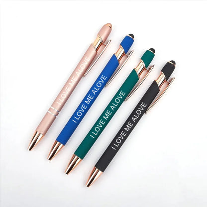 Personalized Push-Type Metal Ballpoint Pen - Writing Soft Touch Stylus