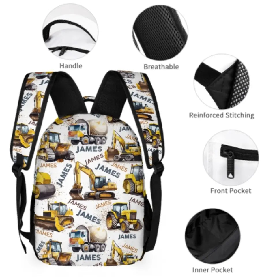 Name Customized Construction Truck Backpack, Opening Season Gift