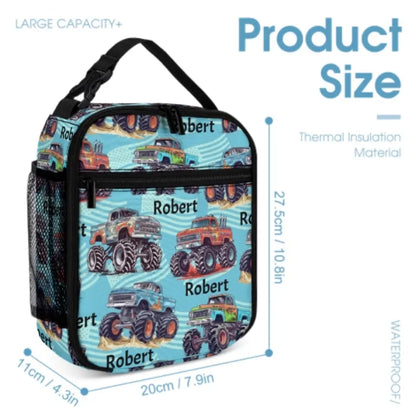 Name Customized Big Gear Wheels Truck Backpack, Kids School Season Gift