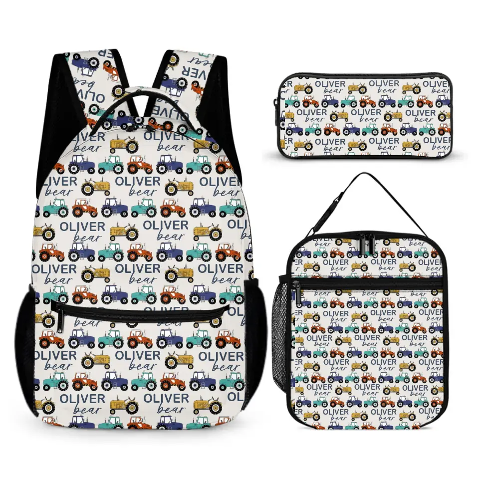 Cartoon Small Tractor Personalized Kids Backpack School Season Gift