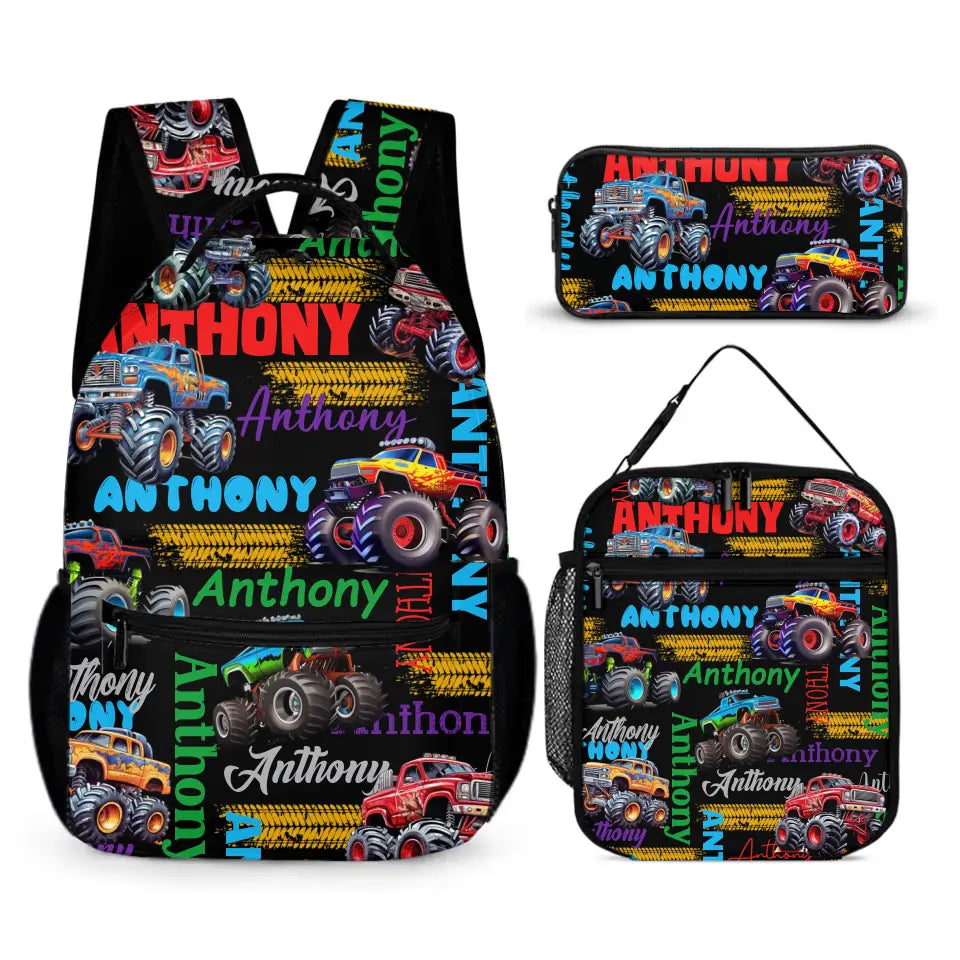 Personalized Truck Custom Name Backpack - Car  Backpack Gift For Student