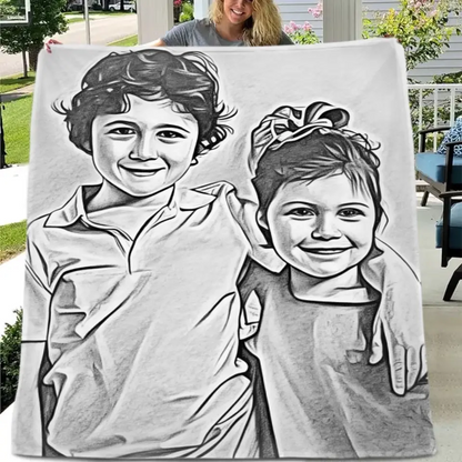 Personalized Best Friend Memorial Sketch Picture Blanket