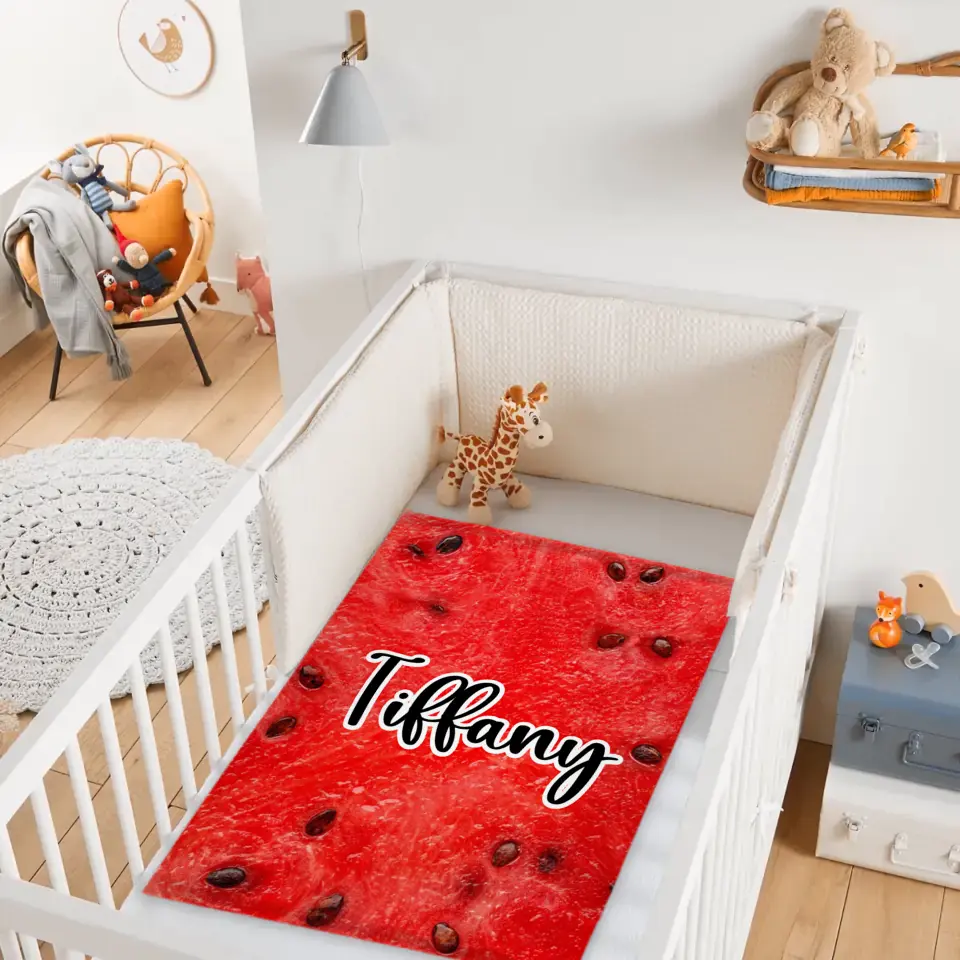 Name Customized Funny Watermelon Food Blanket, Gifts for Kids and Family and Friends